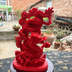 高含量朱砂帝王红四神兽证书摆件