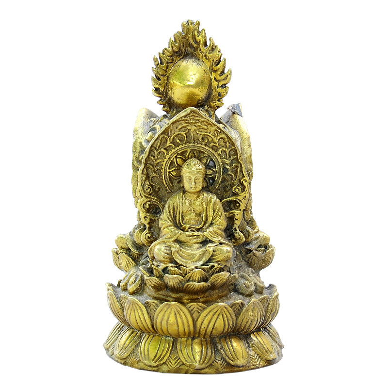 纯铜三面观音摆件家居供奉菩萨工艺品送证书