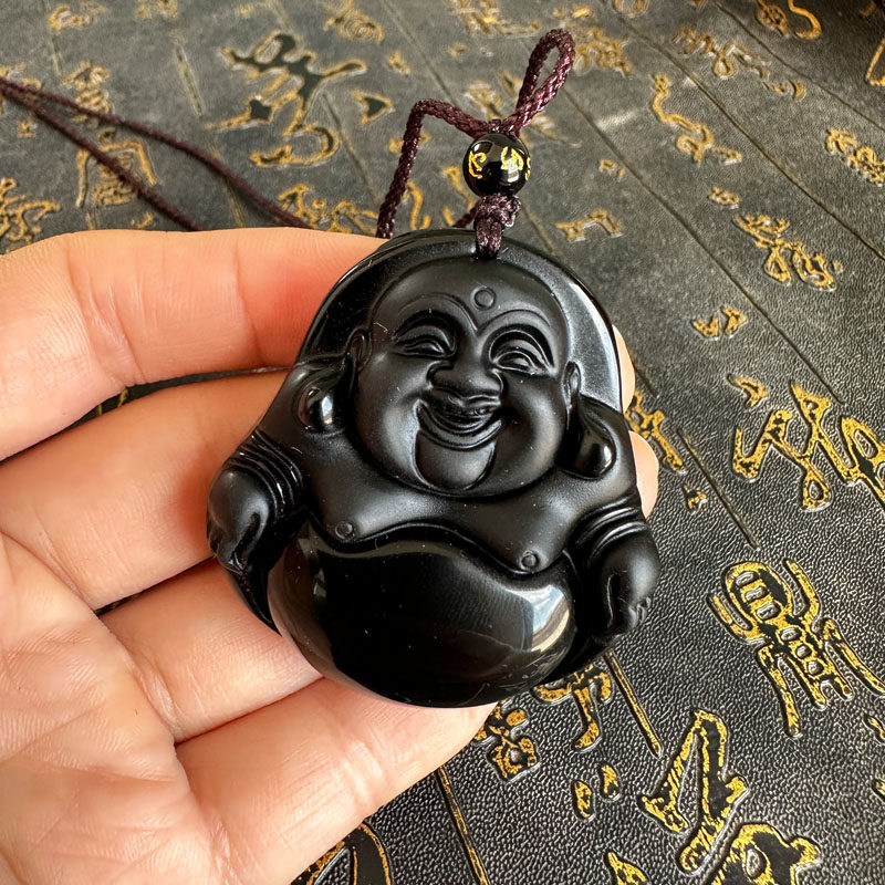豁达客女款黑曜石佛挂件玉佛吊坠