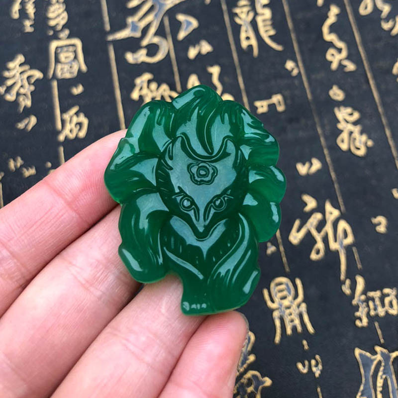 天然玉佩本命年挂件证书绿玛瑙