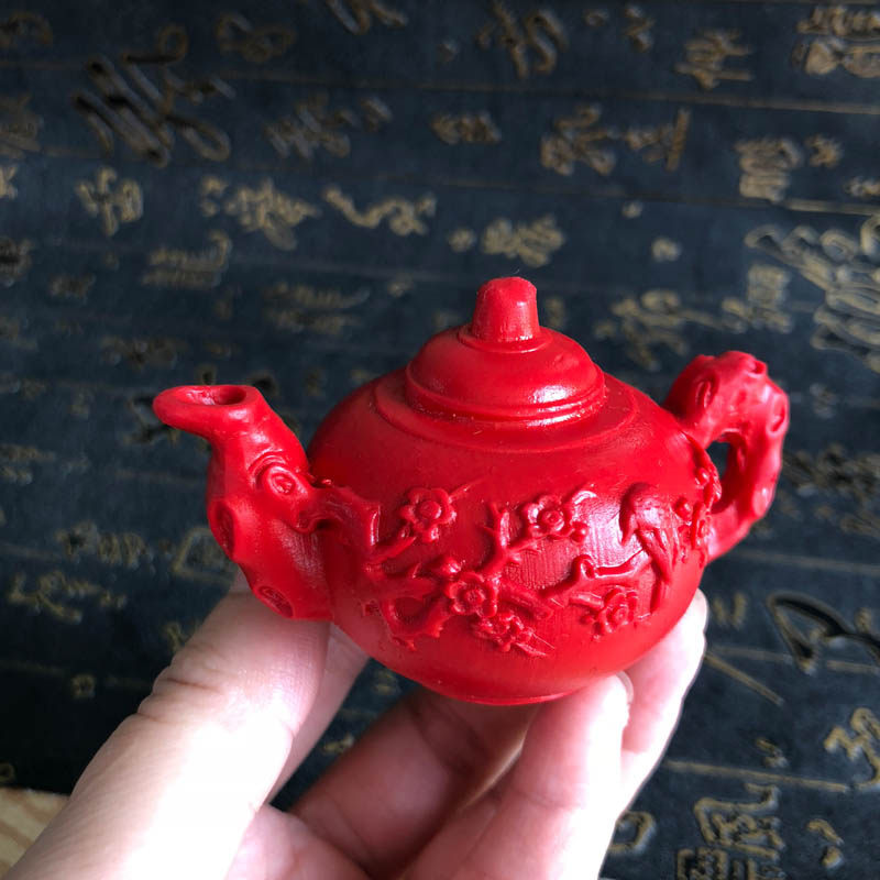 台湾迷你朱砂壶喜上眉梢茶壶水滴旺财运文玩把把壶手把送证书