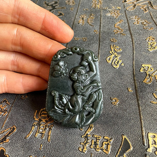 天然和田玉挂件生肖猴吊坠本命年男女美猴王玉佩项链钥匙扣送证书