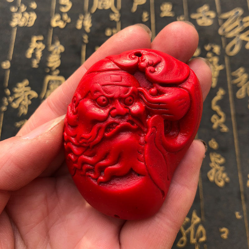 台湾天然朱砂钟馗包挂吊坠男女项链车挂情侣款玉佩钥匙扣送证书