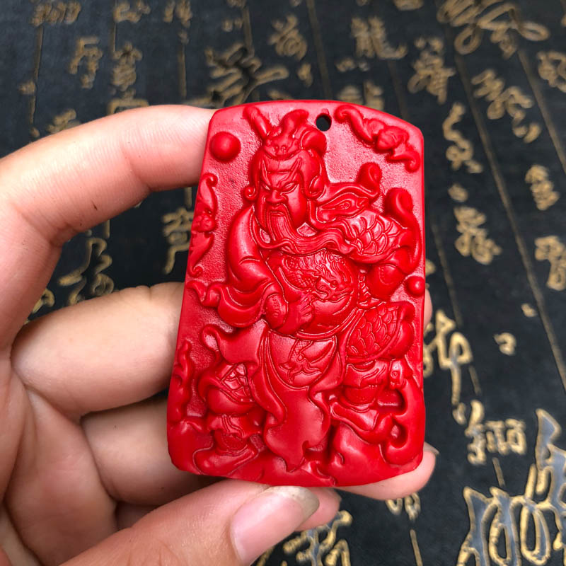 台湾原色帝王红武财神关公吊坠