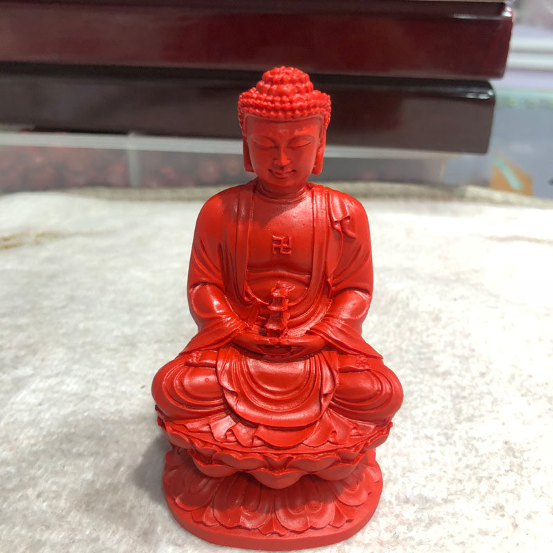 阿育王塔佛风水摆件台湾朱砂帝王红镇宅家居供奉佛摆件送证书
