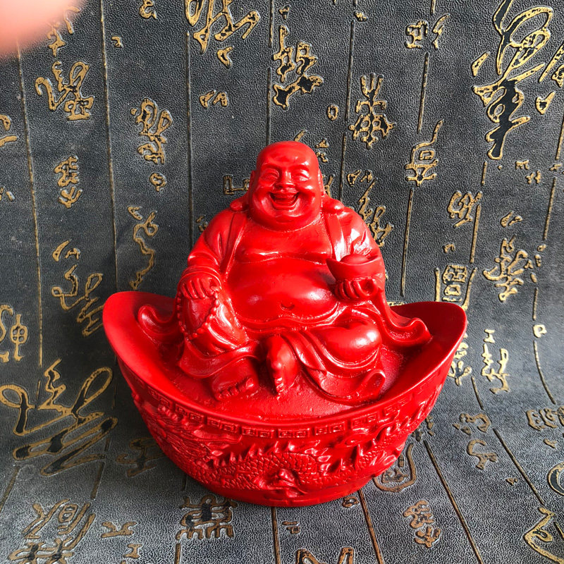 豁达客摆件红朱砂龙凤元宝佛玉佛