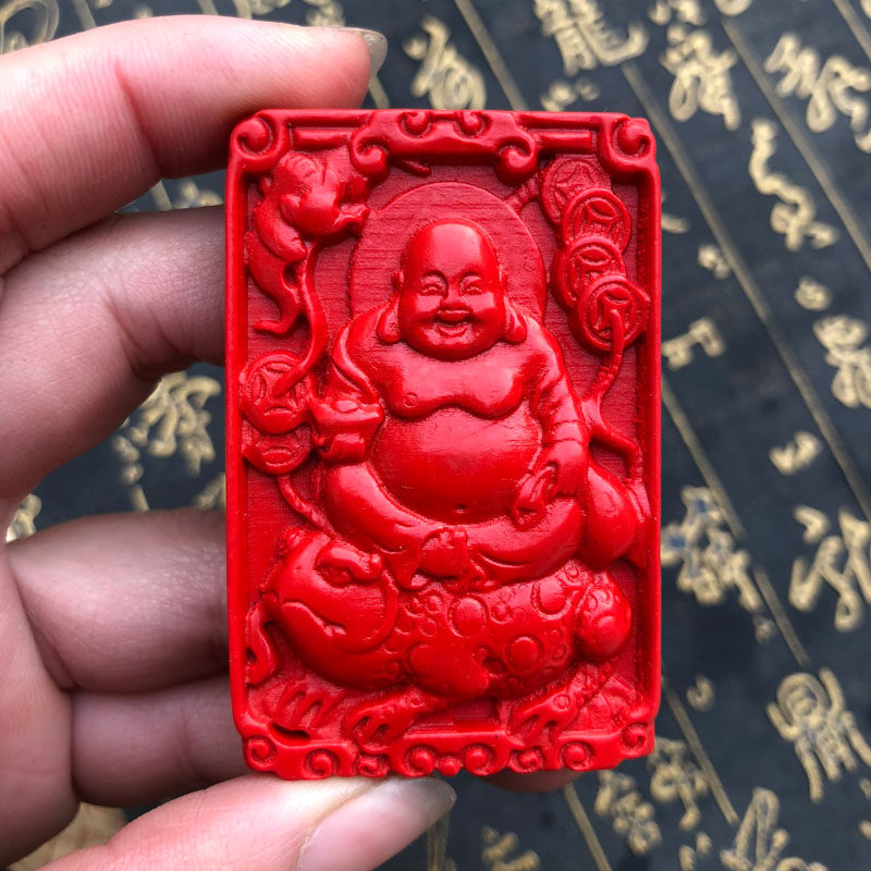 金蟾佛吊坠台湾朱砂帝王红蝉联金钱佛招财转运护身项链送证书