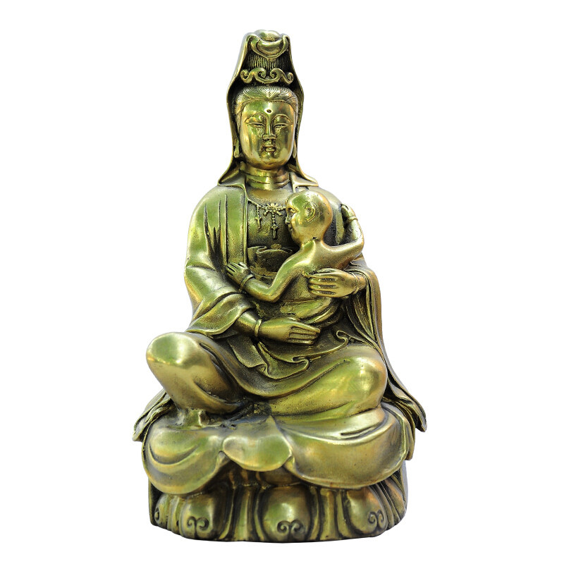 纯铜观音摆件活菩萨工艺品摆件送证书