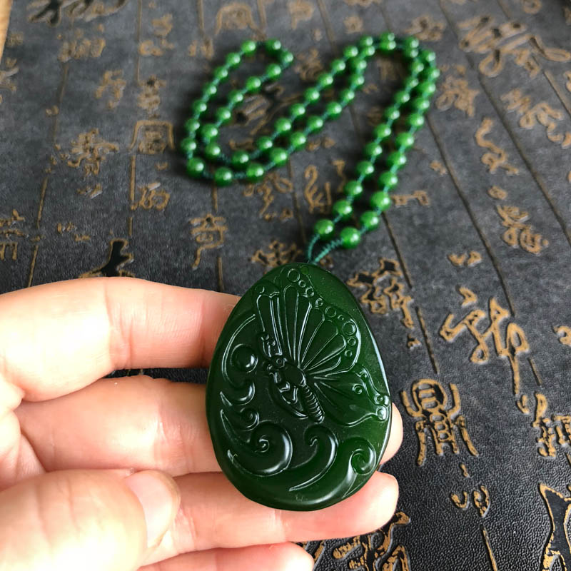 天然外蒙料玉佩项链送证书