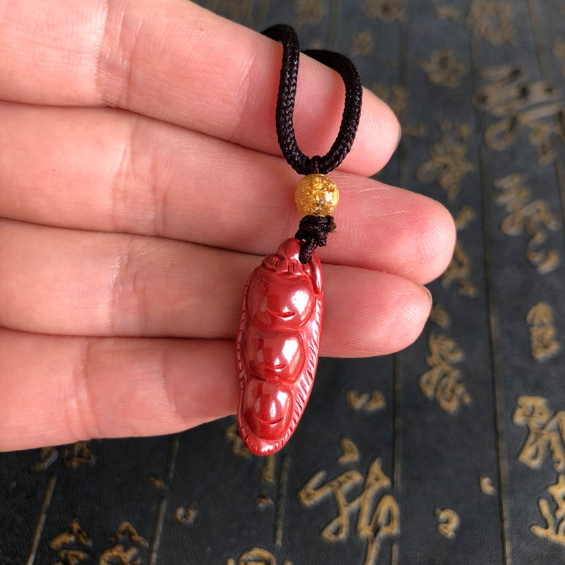 台湾原色朱砂四季发财吊坠送证书