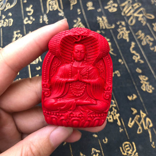 佛陀坐禅项链台湾原色朱砂帝王红一心向佛吊坠转运护身佛牌