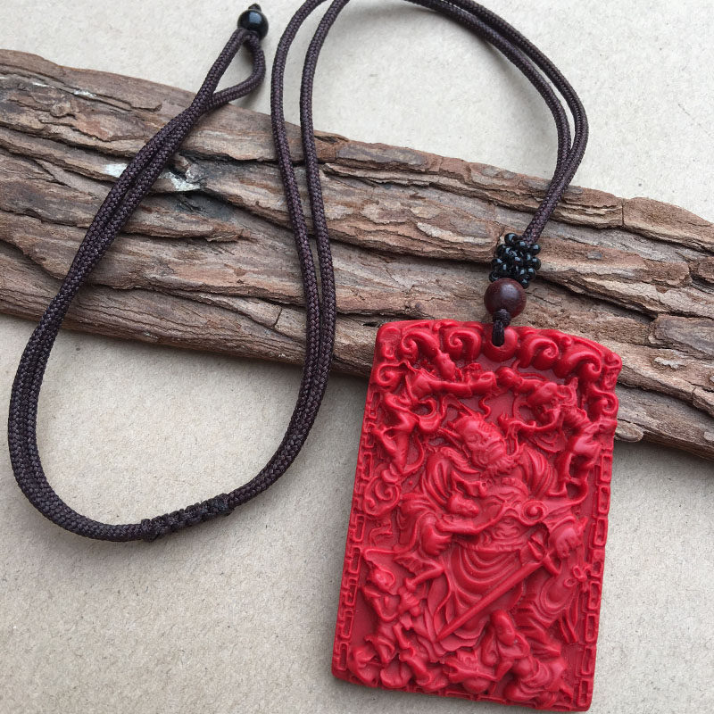 Concentration Taiwan Primary Color Cinnabar Zhong Kui Buffy Pendant Lucky Amulet Amulet Men and Women-Accessories Necklace Send Certificate