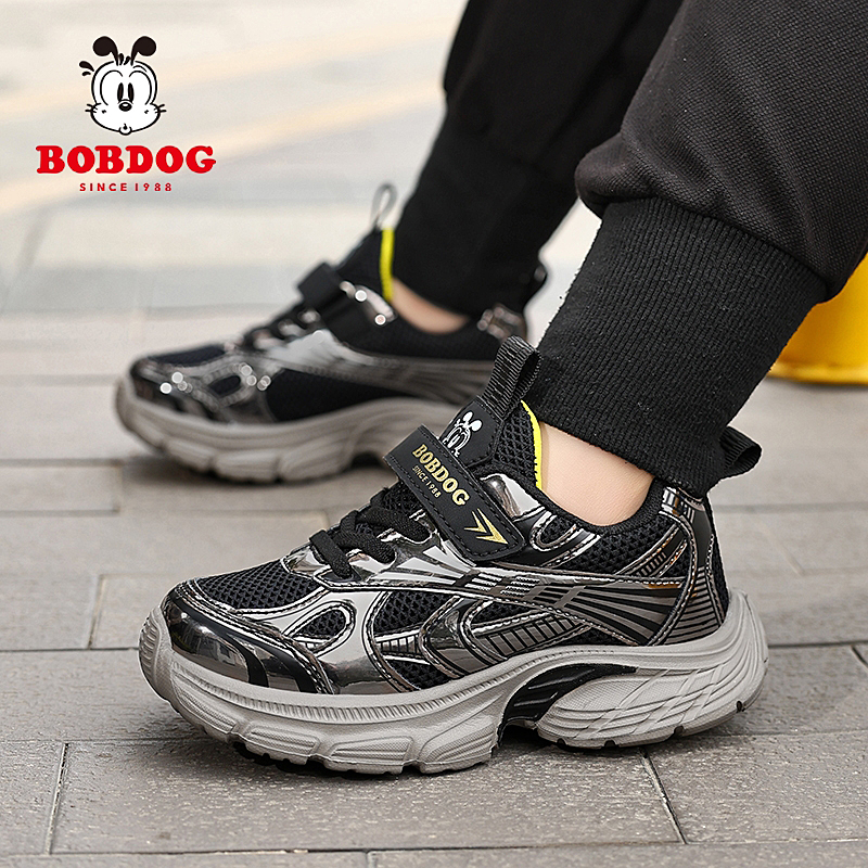 巴布豆男童鞋子春夏季2025新款透气网面儿童鞋子中大童男孩运动鞋