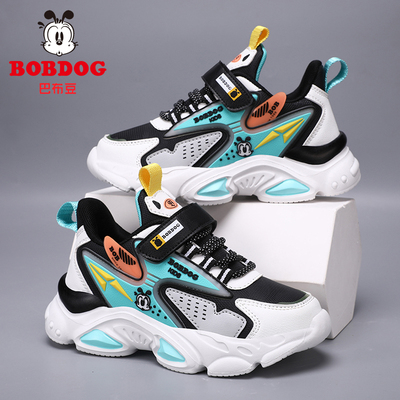 巴布豆童鞋男童运动鞋春秋2025新款秋季儿童鞋子男孩防滑皮面网面