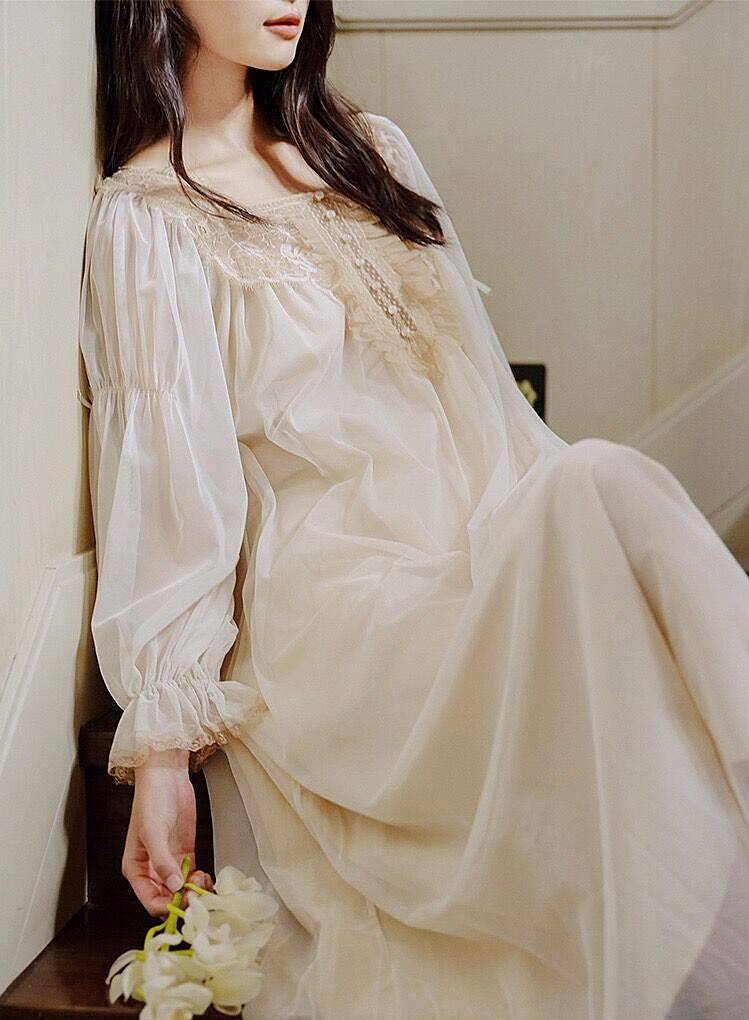 公主风法式长裙纯棉春秋季睡裙女
