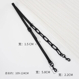 适用lv keepall25肩带配件黑武士橙色亚克力链条黑灰双拼真皮肩带