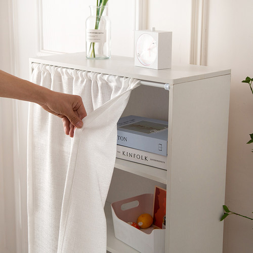 柜子遮挡帘遮挡杂物伸缩杆橱柜布帘衣柜柜子免打孔置物架遮挡帘