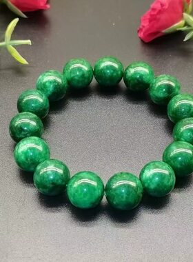 仿翡翠干青铁龙生翠玉圆珠手链