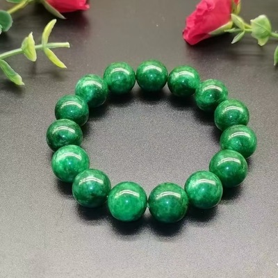 仿翡翠干青铁龙生翠玉圆珠手链