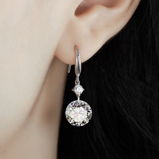 耳环女925银夏季气质钻石纯银