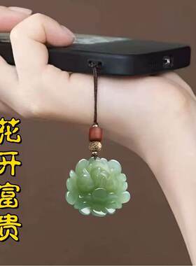 莲花开富贵荷花古风手机链挂绳
