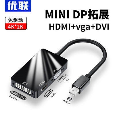 MiniDP转HDMI适用电脑转接头投影仪转换器线 线DP转vga/dvi迷你雷