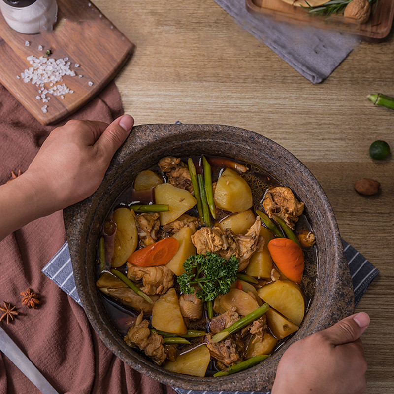 美国Amercook食品级麦饭石不粘锅煲汤炖锅可进烤箱烤蛋糕煮锅包邮