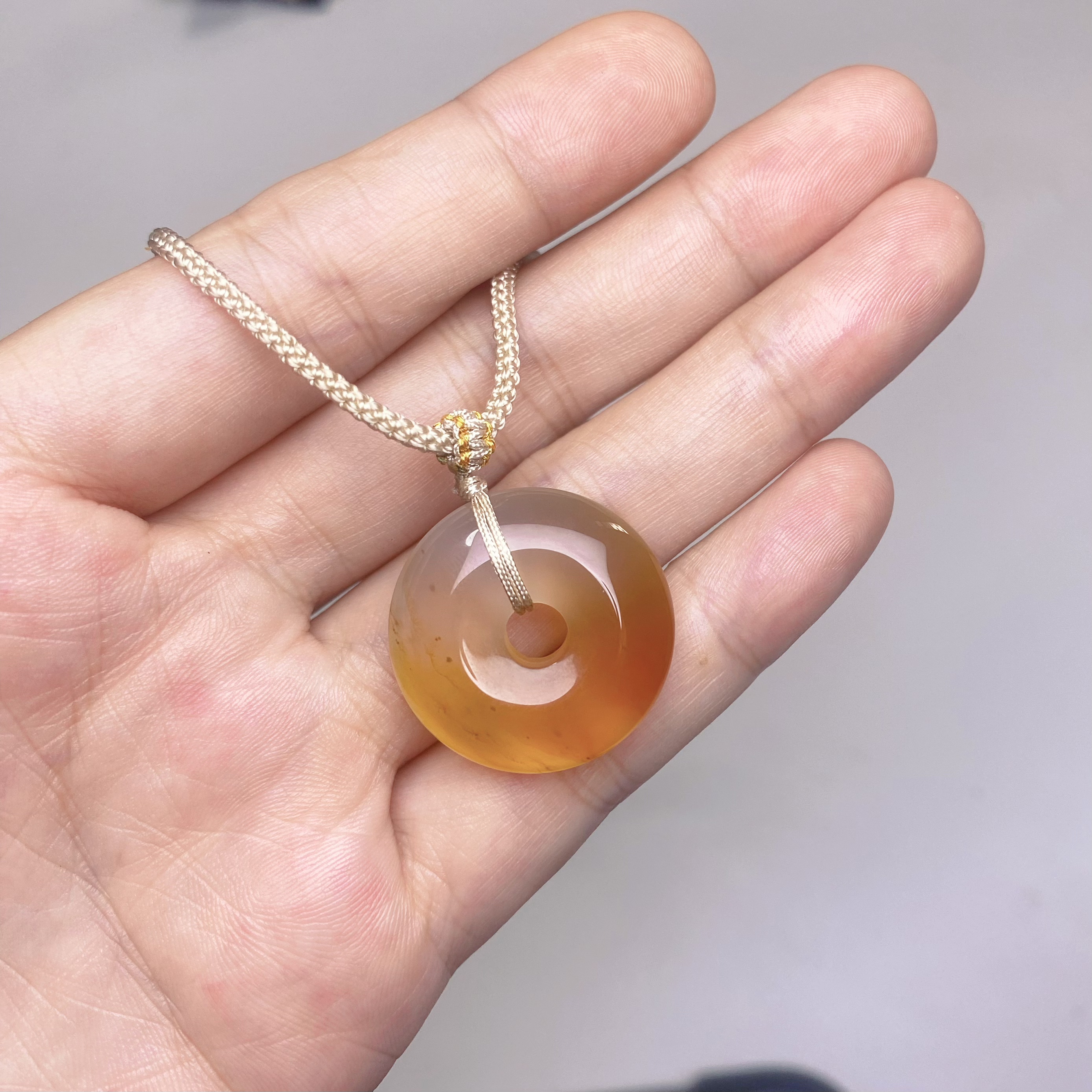 天然玛瑙平安扣吊坠挂件玉坠男女款玉石玉佩项链一物一拍