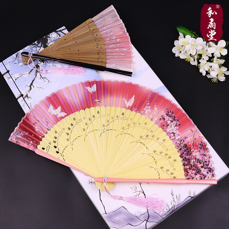 和扇堂 折扇礼品扇子 真丝棉布樱花烤漆大排女扇短面,居家日用,扇子,淘宝优惠券,粉丝福利购,淘宝优惠卷