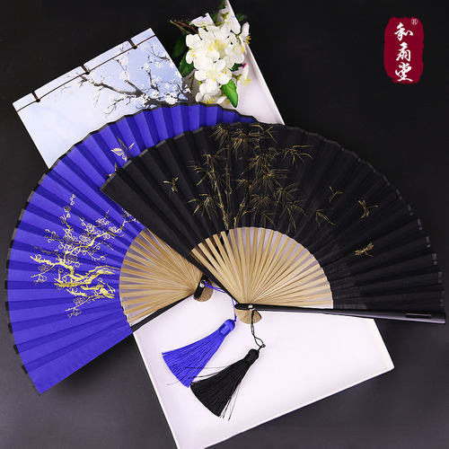 棉麻布扇面   头青扇骨赠送扇套！