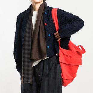 城市山民UrbanTribe女式混纺提花缩皱宽松短开衫CF39196