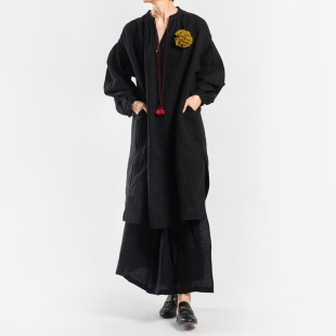 城市山民UrbanTribe2026春女式厚亚麻V领宽松套衫CF49294