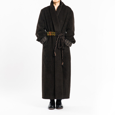 城市山民UrbanTribe2025冬女式羊毛混纺对襟廓形长大衣CF59048