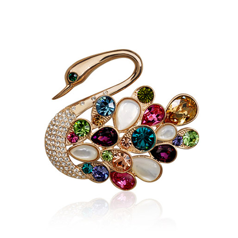 金色彩色欧美夸张贝壳水晶胸针女胸花高档别针韩国时尚配饰品