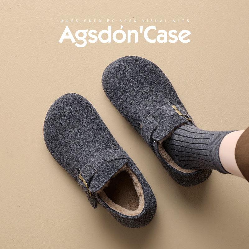 奥古狮登勃肯鞋女2025新款冬季厚底加绒棉鞋雪地靴全包一脚蹬百搭