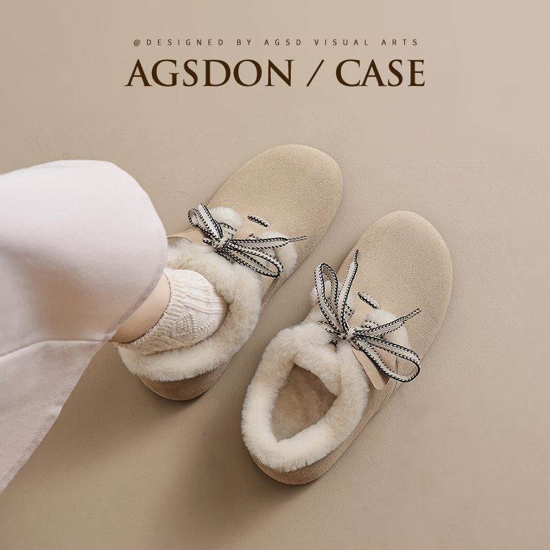 奥古狮登加绒勃肯鞋女鞋子新款冬季加厚一脚蹬毛毛棉鞋厚底吐司鞋