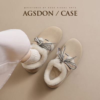 奥古狮登加绒勃肯鞋女鞋子新款冬季加厚一脚蹬毛毛棉鞋厚底吐司鞋