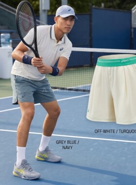 ASICS亚瑟士男子透气网球短裤时尚舒适松紧运动短裤2041A382-100