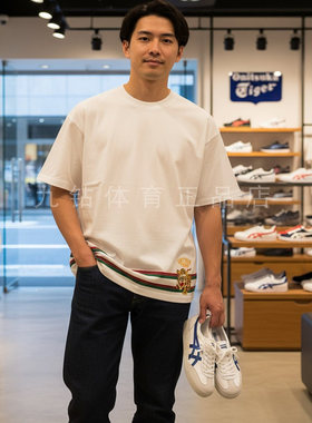 Onitsuka Tiger鬼塚虎男女同款黑色白色短袖T恤衫 2183B377-100