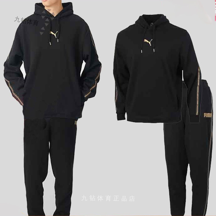 PUMA 남성 정장 587139-01 후드 플러시 풀오버 캐주얼 니트 발 통기성 바지