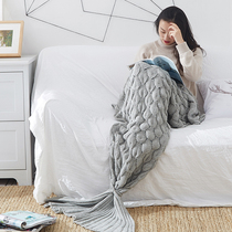 Ins fish scale beauty fish tail blanket fish tail air conditioning blanket sofa cover blanket knitting leisure blanket nap blanket