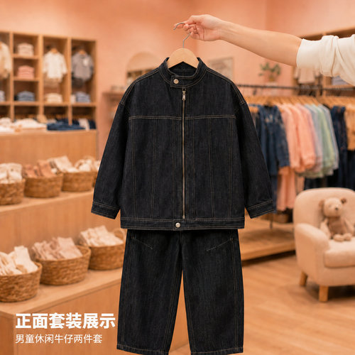 男童牛仔套装2026秋新款中大童宽