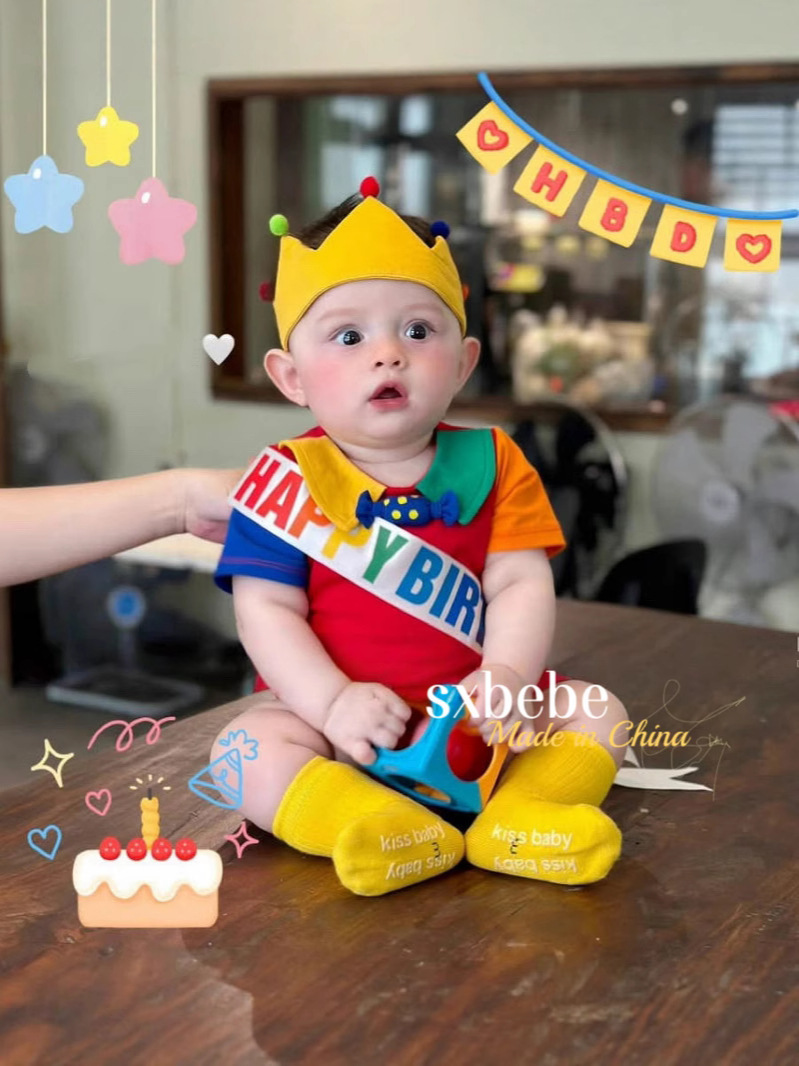 2025新款夏季婴儿连体衣短袖哈衣韩版ins宝宝爬服包屁衣生日服装