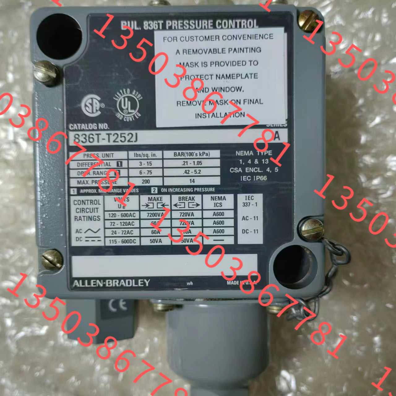 AB克罗韦尔压力开关 836T-T255J