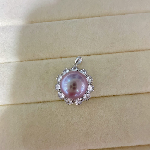 【孤品捡漏】天然淡水爱迪生紫珠吊坠项链14MM大龙珠吊坠天然色