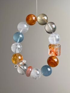 「喜金水火土」高配精品天然水晶手串海蓝宝锦鲤胶花白幽灵黄胶花