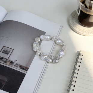 【J PRINCESS】原创设计款天然巴洛克珍珠手链天然白水晶手串