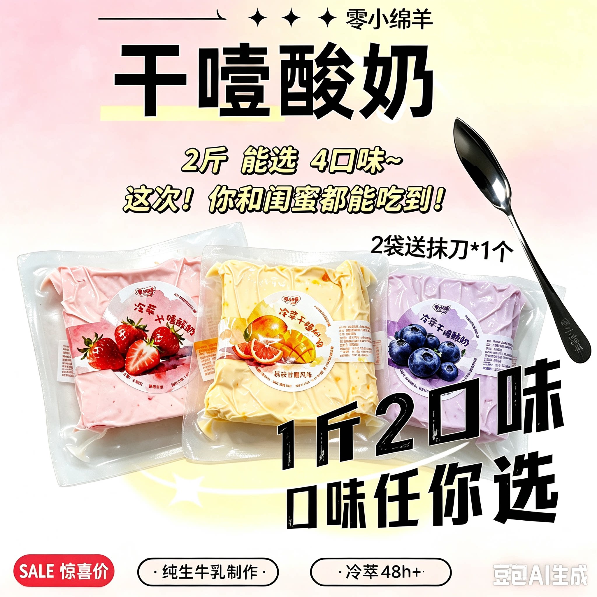 顺丰【半斤装石膏级干噎酸奶】零小绵羊希腊冷萃干噎酸奶牧场直发