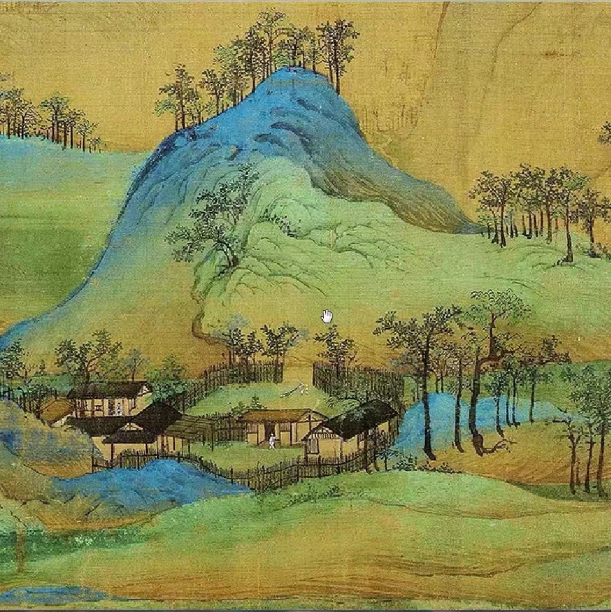 千里江山图王希孟北宋国画山水绢本设色画书画高清电子版图片素材