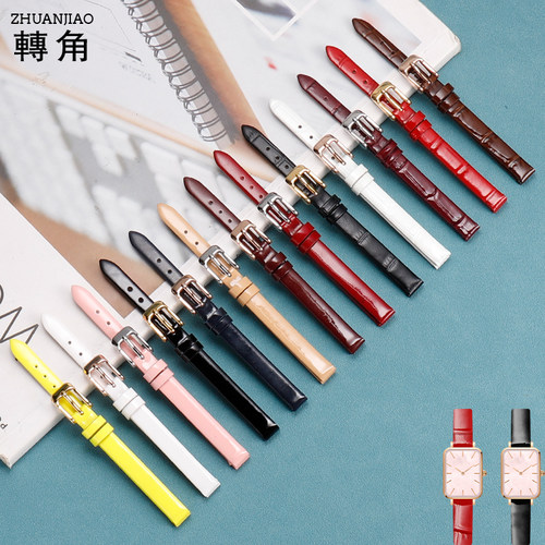 真皮手表带女士超薄柔软亮光皮带
